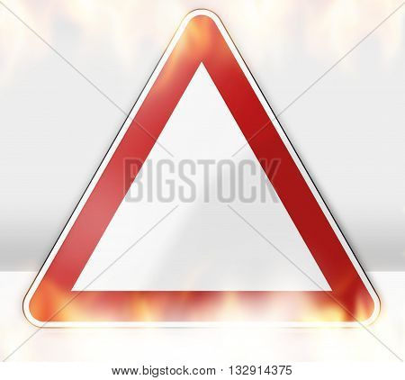 German Road Sign Flames