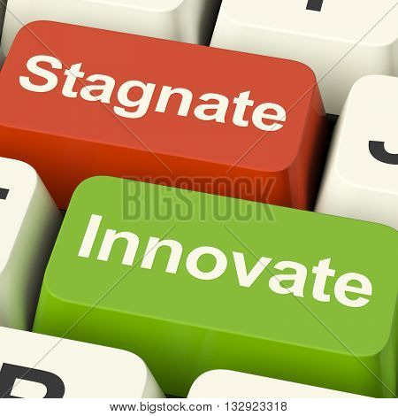 Stagnate Innovate Computer Keys Showing Choice Of Growth And Adv