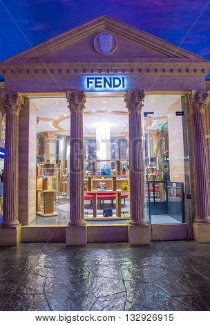 LAS VEGAS - APRIL 13 : Exterior of a Fendi store in Caesars Palace hotel in Las Vegas on April 13 2016. Fendi is a multinational luxury goods brand owned by LVMH Moet Hennessy Louis Vuitton.