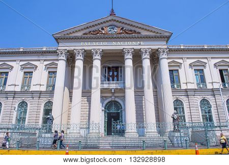 SAN SALVADOR EL SALVADOR - MAY 06 : The National Palace in San Salvador El Salvador on May 06 2016. The Palace's facilities were occupied by government offices until 1974.