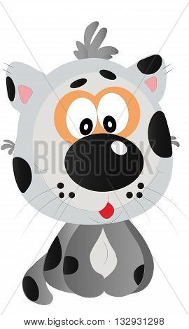 Little playful cute cheerful grey catty cartoon vector illustration