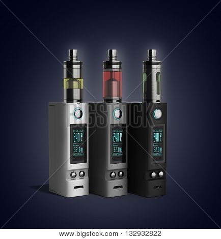 Electronic Cigaretts Device Box Mod To Smokeless Smoking 3D Render On Gradient