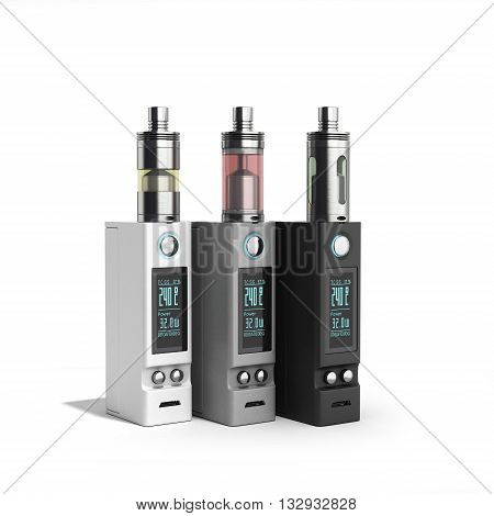 Electronic Cigaretts Device Box Mod To Smokeless Smoking 3D Render On White