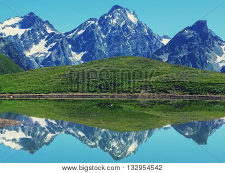 Koruldi mountain lake, Svaneti, Georgia.