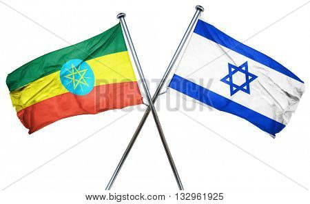 Ethiopia flag with Israel flag, 3D rendering