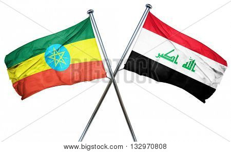 Ethiopia flag with Iraq flag, 3D rendering