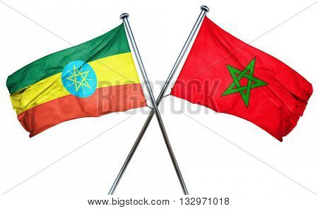 Ethiopia flag with Morocco flag, 3D rendering