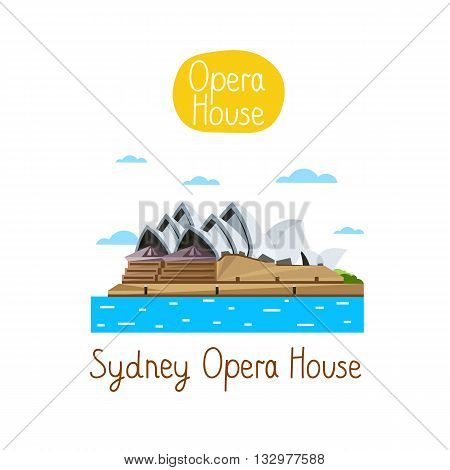 Sydney Opera House, Famous world landmarks icon concept. Journey around the world. Tourism and vacation theme. Modern design flat vector illustration.