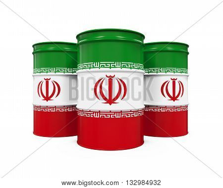 Iran Flag Oil Barrel isolated on white background. 3D render
