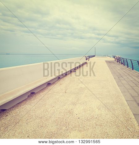 Moorage for Cruise Ships in the Italian City of Minori Retro
  Effect