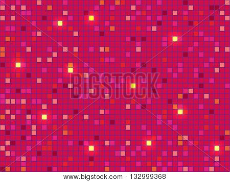 Red pixel mosaic background. Abstract pattern. Vector illustration.