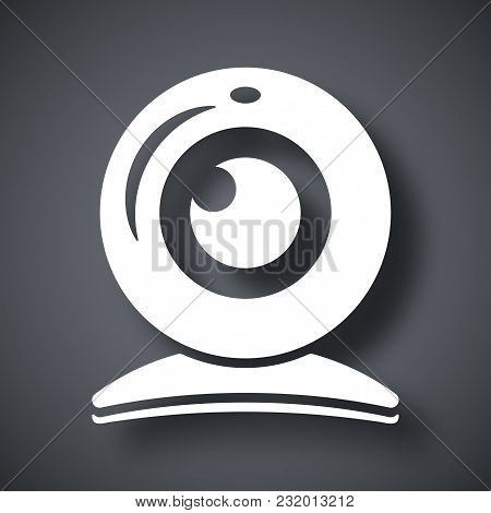 Vector Webcam Icon On Dark Gray Background With Shadow