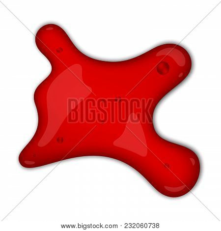 Red Jam With A Light Shadow On A White Background. Fruit Confiture. Vector Illustration.