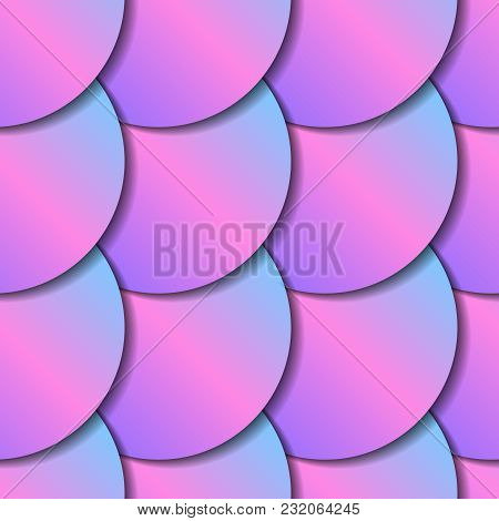 Holographic Mermaid Or Fish Scale Vector Seamless Pattern. Gradient Background With Fishscale Orname