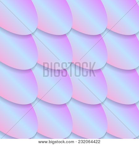 Holographic Mermaid Or Fish Scale Vector Seamless Pattern. Gradient Background With Fishscale Orname