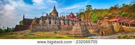 Buddhist temple Shai-thaung in Mrauk U. Myanmar.  High resolution panorama