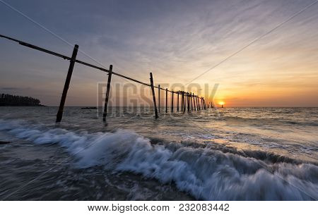 Beautiful Colored Sky During Sunset At Pilai Beach, Phang-nga Province, Thailand