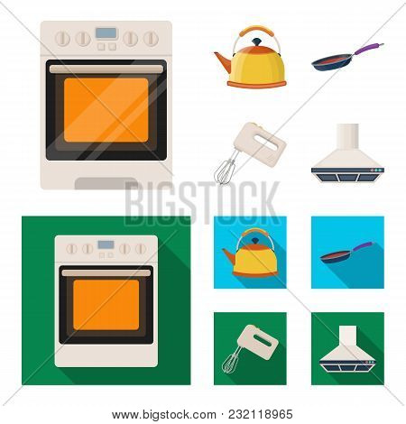 Kitchen Equipment Cartoon, Flat Icons In Set Collection For Design. Kitchen And Accessories Vector S