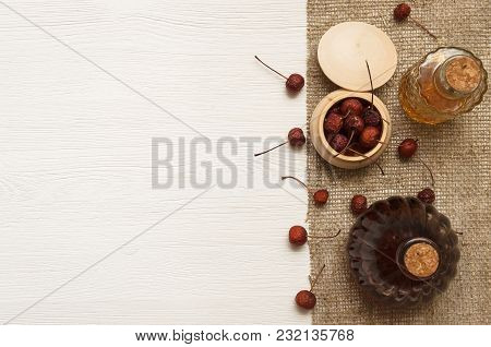 Herbal Medicine. Alternative Medicine Concept. Dry Organic Natural Ingridients. Wild Berry And And M
