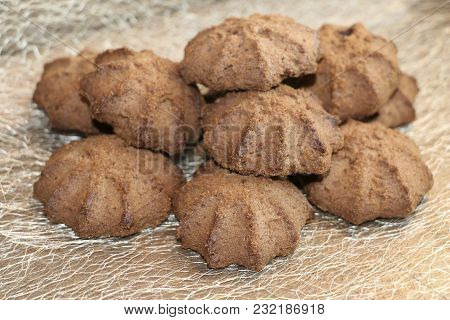 Chocolate Shortbread Cookie. Delicious Shortbread Cookies With Cocoa.