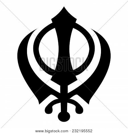 Khanda Symbol Sikhi Sign Icon Black Color Vector Illustration Flat Style Simple Image