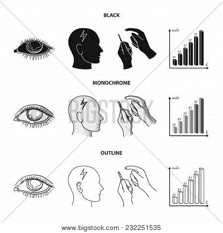 Poor Vision, Headache, Glucose Test, Insulin Dependence. Diabetic Set Collection Icons In Black, Mon