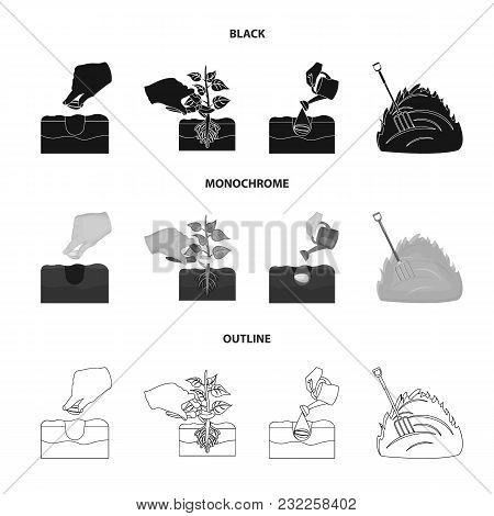 Garden, Ecology, Farmingand Other  Icon In Black, Monochrome, Outline Style. Feed, Plot Farmicons In