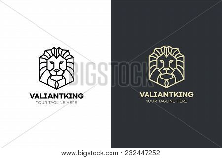 Stylized Geometric Lion Head Illustration. Vector Icon Tribal Design