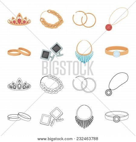 Wedding Rings, Cuff Links, Diamond Necklace, Women Ring With A Stone. Jewelery And Accessories Set C