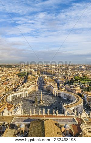 Rome Aerial View From Saint Peter Basilica Viewpoint