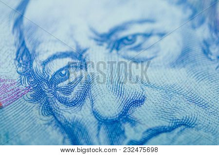 Czech Republic Currency Koruna, Banknote Pattern Background, Close Up. Photo Depicts Czech Cash Shin