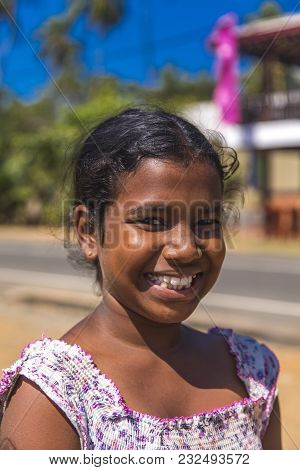 Matara, Sri Lanka - January 25, 2014: Unidentified Girl From Matara, Sri Lanka. Based On 2012 Data, 