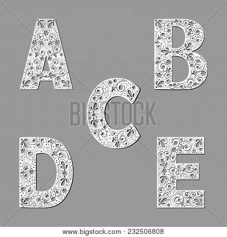 Openwork Letters A, B, C, D In Paper Style.templates For Laser Cutting.