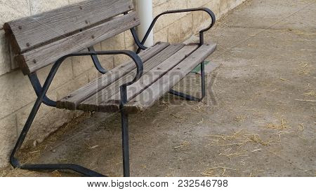 Old And Chipped Wooden Bench Unvarnished Outdoors