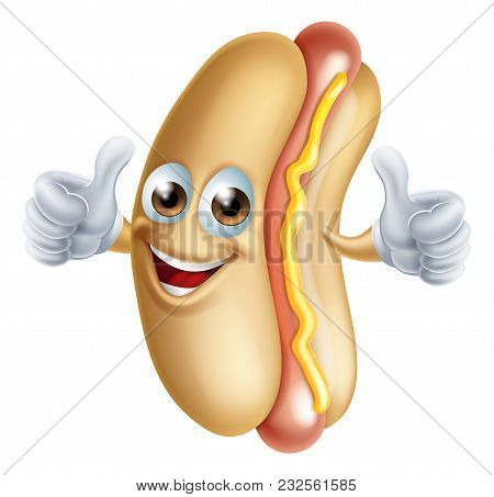 A Fun Happy Hotdog Man Giving Thumbs Up
