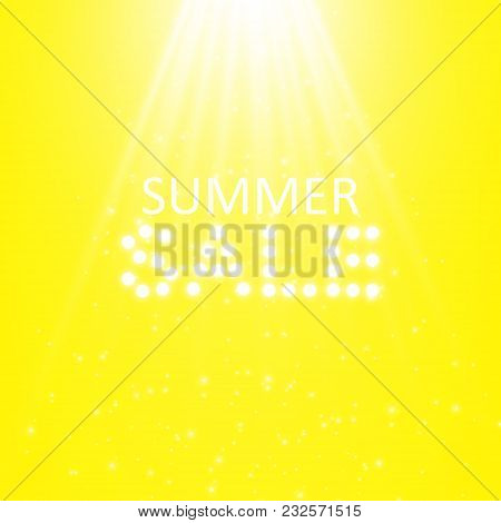 Sale Glowing Sign With Projector On The Transparent Background. Light Vector Background For Your Adv