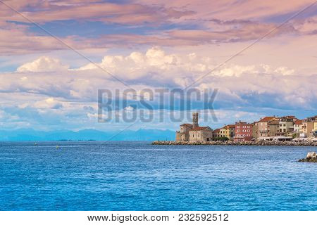 Cape Madona In Old Town Of Piran In Slovenia On The Coast Of Adriatic Sea