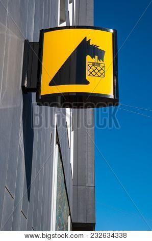 Copenhagen Denmark - March 17. 2018: Sign With A Dog Holding A Shopping Basket Showing There Is A Ne
