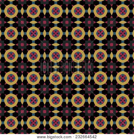 Repeatable Retro Geometric Pattern. Fabric Print. Seamless Background, Mosaic Ornament, Vintage Styl