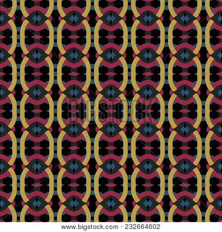 Repeatable Retro Geometric Pattern. Fabric Print. Seamless Background, Mosaic Ornament, Vintage Styl