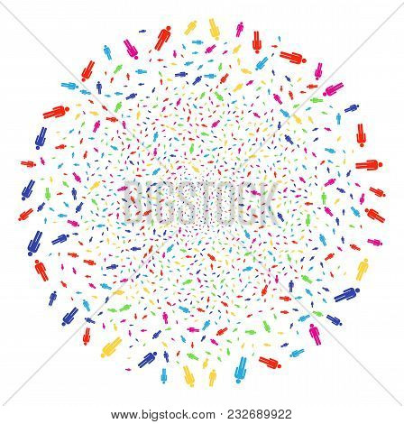 Multi Colored Man User Carnival Spheric Cluster. Vector Cluster Bang Combined By Scatter Man User It