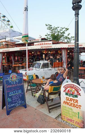 Golden Sands, Bulgaria - June 06, 2017: Famous Restaurant In Golden Sands Zlatni Pyasatsi , Bulgaria