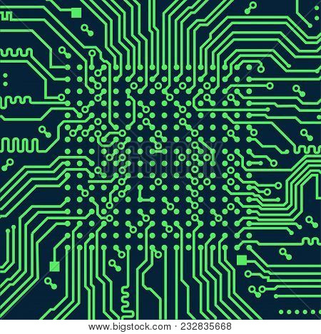 High Tech Circuit Board Computer Vector Background.