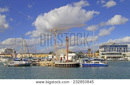 Limassol, Cyprus - November 22, 2017: View Of The Limassol Old Port On Cyprus Island