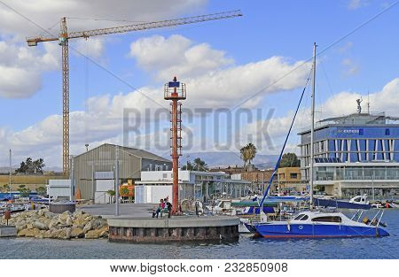 Limassol, Cyprus - November 22, 2017: View Of The Limassol Old Port On Cyprus Island