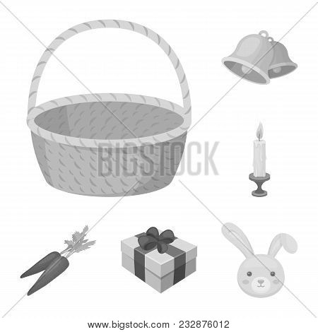 Easter Is A Christian Holiday Monochrome Icons In Set Collection For Design. Easter Attributes Vecto
