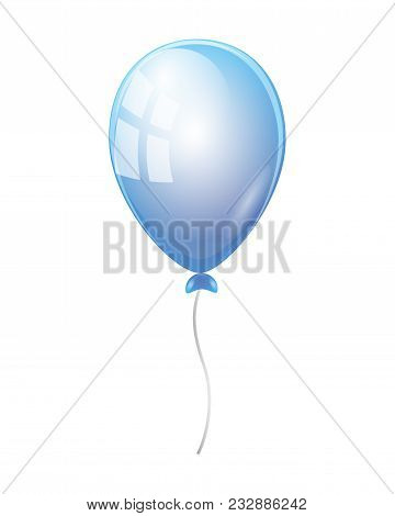 Realistic Blue Balloon Vector Illustration Isolated On White Background.