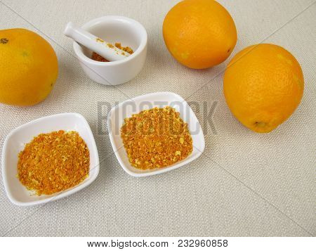 Peel From Unwaxed Orange Finely Milled In A Mortar