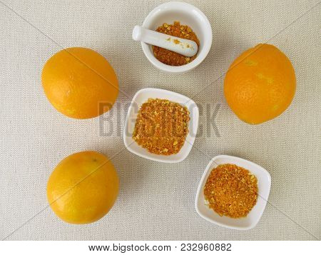 Peel From Unwaxed Orange Finely Milled In A Mortar