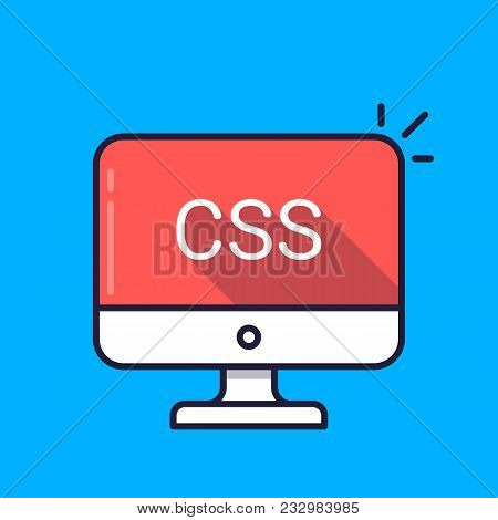 Computer With Css Word On Screen. Cascading Style Sheets Style Sheet Language Concept. Web Developme